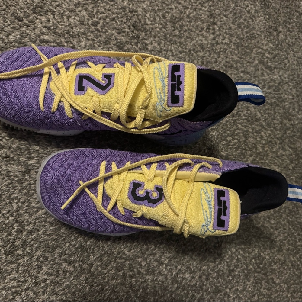 Mens Nike LeBron James 16 Purple and Yellow Sneakers